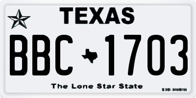 TX license plate BBC1703