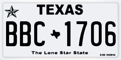 TX license plate BBC1706