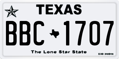 TX license plate BBC1707