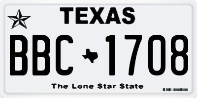 TX license plate BBC1708