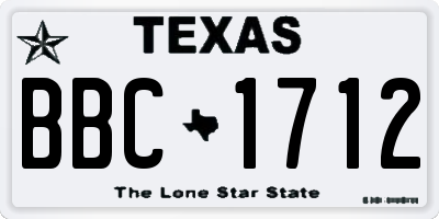 TX license plate BBC1712