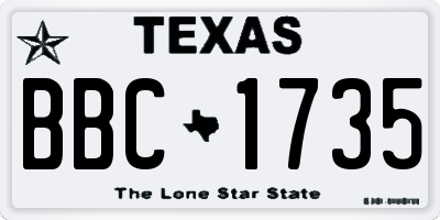 TX license plate BBC1735