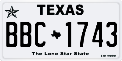 TX license plate BBC1743