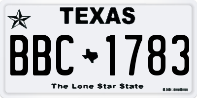 TX license plate BBC1783