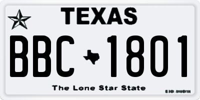 TX license plate BBC1801