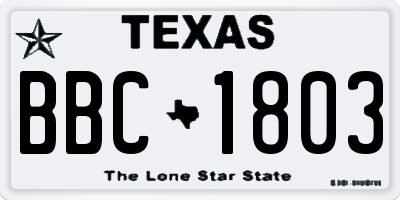 TX license plate BBC1803