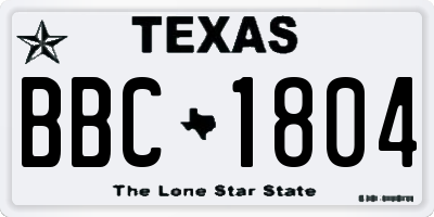 TX license plate BBC1804