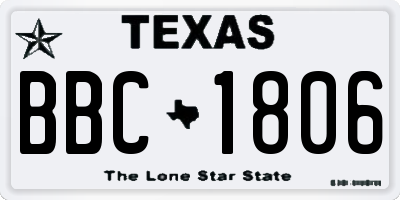 TX license plate BBC1806