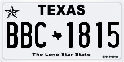 TX license plate BBC1815