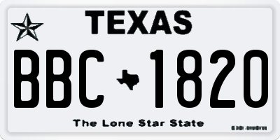 TX license plate BBC1820