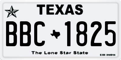 TX license plate BBC1825