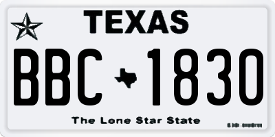 TX license plate BBC1830