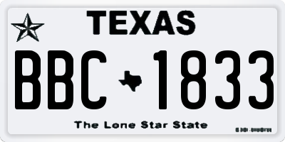 TX license plate BBC1833