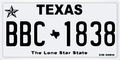TX license plate BBC1838