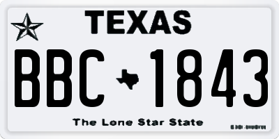 TX license plate BBC1843