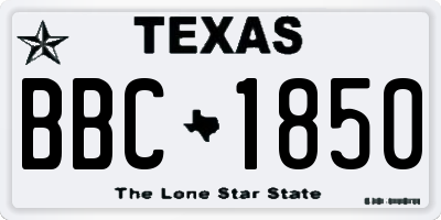 TX license plate BBC1850