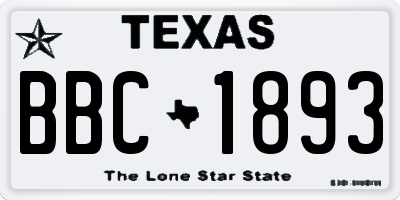 TX license plate BBC1893