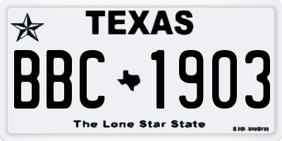 TX license plate BBC1903