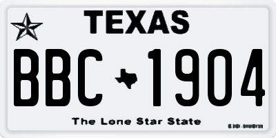 TX license plate BBC1904