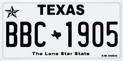 TX license plate BBC1905
