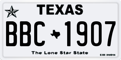 TX license plate BBC1907