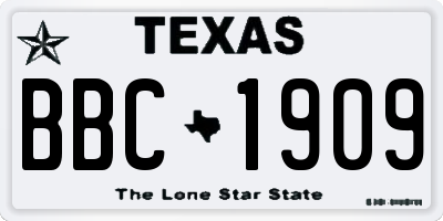 TX license plate BBC1909