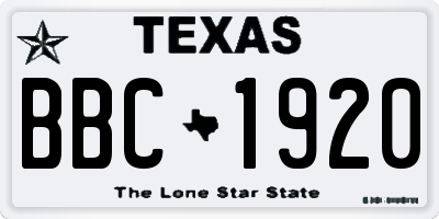 TX license plate BBC1920