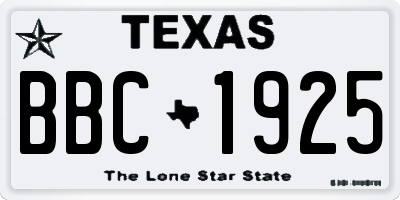 TX license plate BBC1925