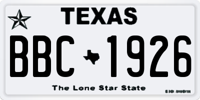 TX license plate BBC1926
