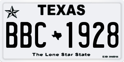 TX license plate BBC1928