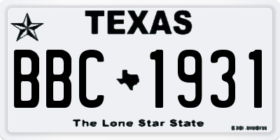 TX license plate BBC1931