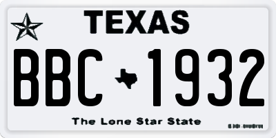 TX license plate BBC1932
