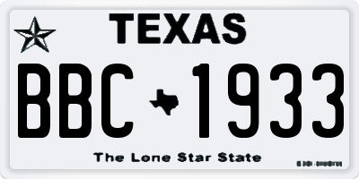 TX license plate BBC1933