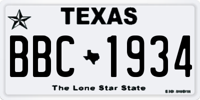 TX license plate BBC1934