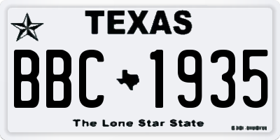 TX license plate BBC1935