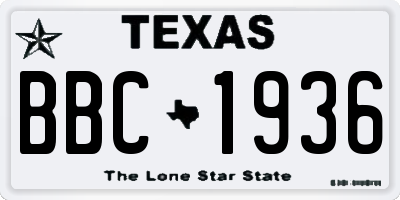 TX license plate BBC1936