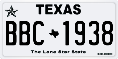 TX license plate BBC1938
