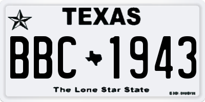 TX license plate BBC1943