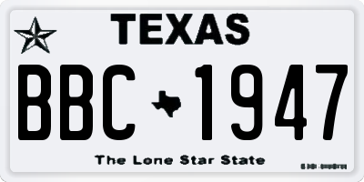 TX license plate BBC1947