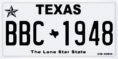 TX license plate BBC1948