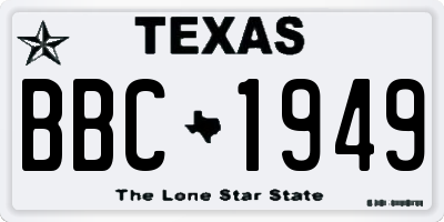 TX license plate BBC1949