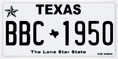 TX license plate BBC1950