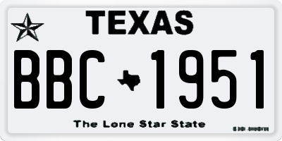 TX license plate BBC1951