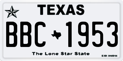 TX license plate BBC1953