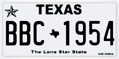 TX license plate BBC1954