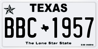 TX license plate BBC1957