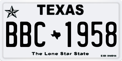 TX license plate BBC1958