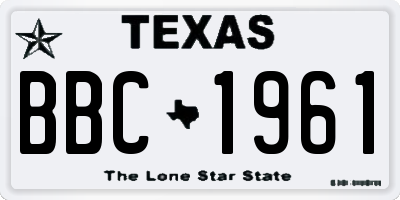 TX license plate BBC1961