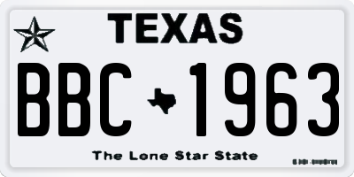 TX license plate BBC1963