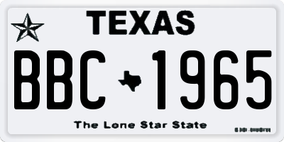 TX license plate BBC1965